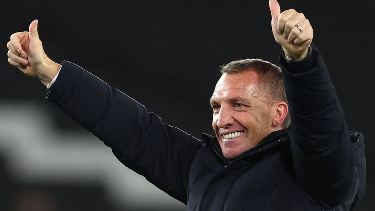Leicester City manager Brendan Rodgers gestures after the Carabao Cup fourth round match at Stadium MK, Milton Keynes. Picture date: Tuesday December 20, 2022.
