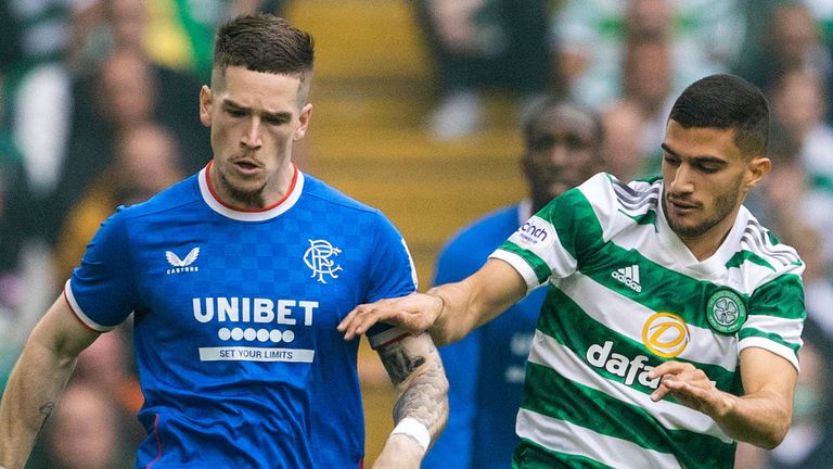 GLASGOW, SCOTLAND - SEPTEMBER 03: Ryan Kent and Liel Abada in action nduring a cinch Premiersip match between Celtic and Rangers at Celtic Park, on September 03, 2022, in Glasgow, Scotland.  (Photo by Alan Harvey / SNS Group)
