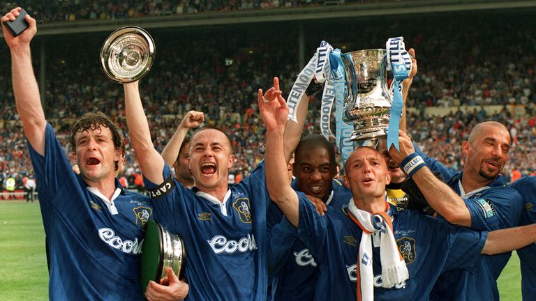 Chelsea celebrate their FA Cup win in 1997