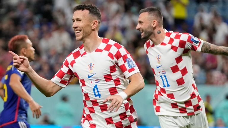 Ivan Perisic celebrates after scoring Croatia's goal