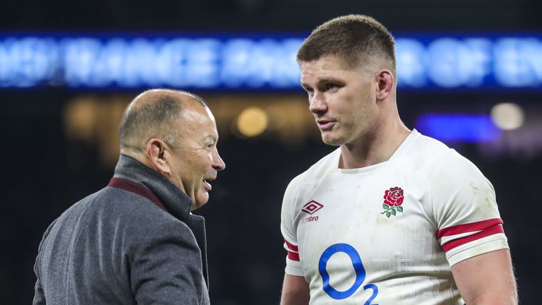 Eddie Jones is pictured with Owen Farrell 