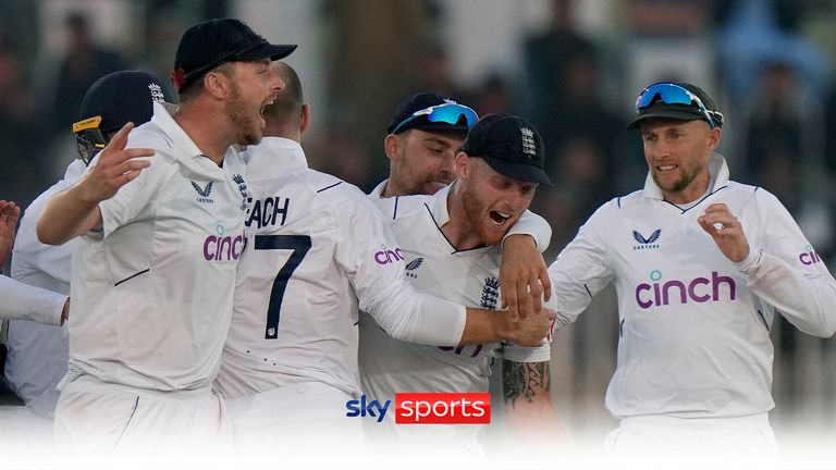 Ben Stokes and England celebrate the first test win against Pakistan