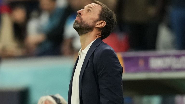 Gareth Southgate looks dejected following England's loss to France