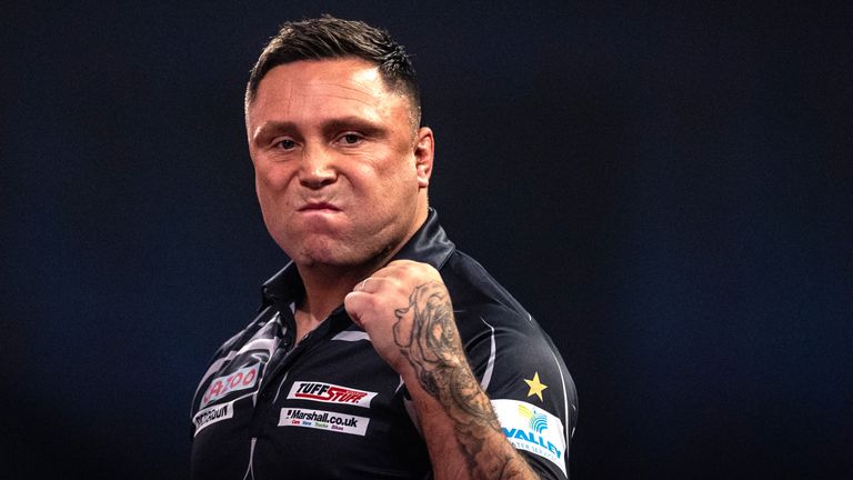 Gerwyn Price reacting during day twelve of the Cazoo World Darts Championship at Alexandra Palace, London. Picture date: Thursday December 29, 2022.