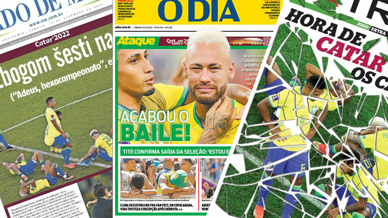 Brazilian front pages after their World Cup exit to Croatia on Friday