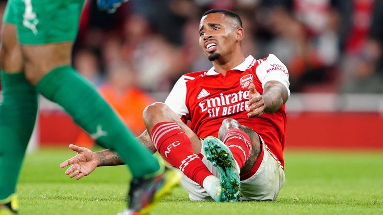 Arsenal's Gabriel Jesus is out for three months with a knee injury