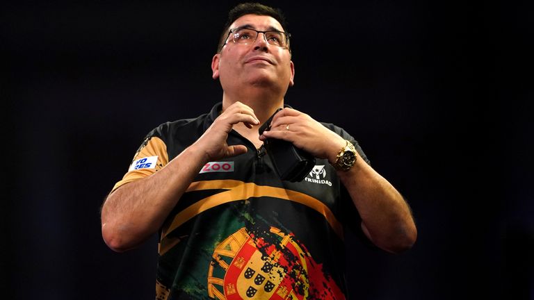 Spain's Jose de Sousa celebrates victory over Australia's Simon Whitlock during day five of the Cazoo World Darts Championship at Alexandra Palace, London. Picture date: Monday December 19, 2022.