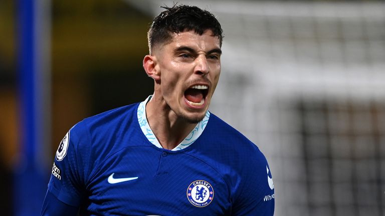 Kai Havertz celebrates after giving Chelsea an early lead against Bournemouth