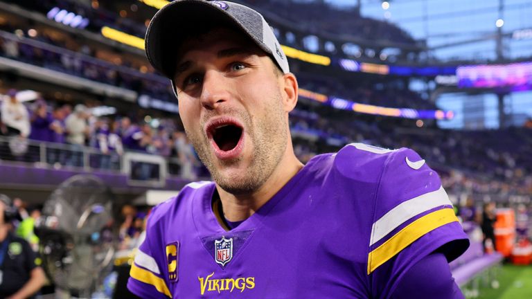 Kirk Cousins celebrates after the Minnesota Vikings' remarkable record comeback win over the Indianapolis Colts