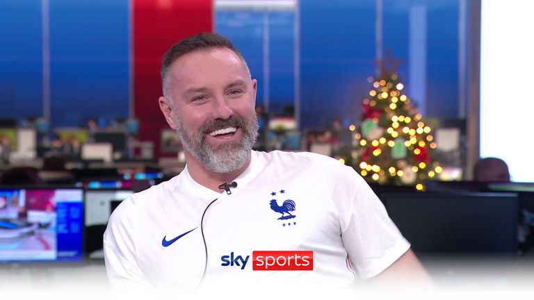 Kris Boyd teases the Sky Sports news panel with a France shirt