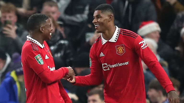 Marcus Rashford celebra el gol del Manchester United contra el Burnley