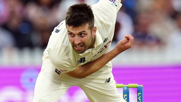 Mark Wood bowling for England