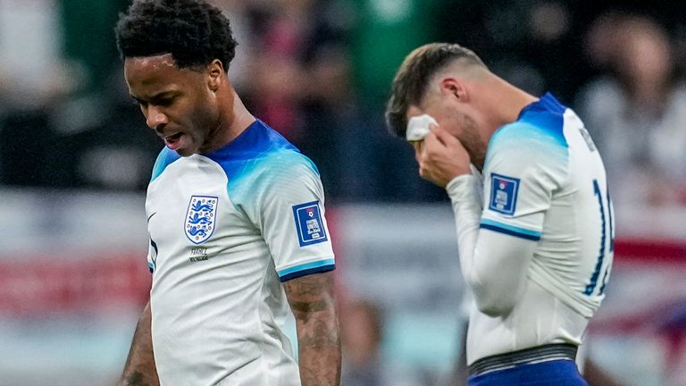 Mason Mount and Raheem Sterling react to England's 2-1 defeat by France