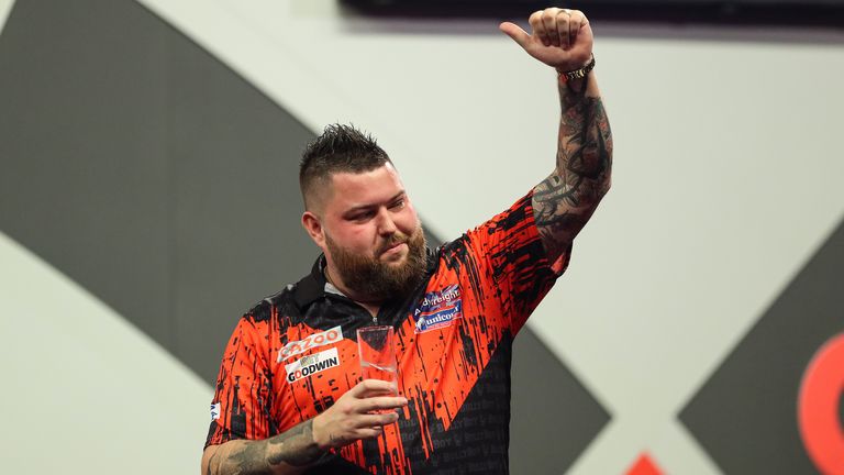 Michael Smith during Day 13 of the 2023 Cazoo World Darts Championship at Alexandra Palace, London on Friday 30th December 2022.