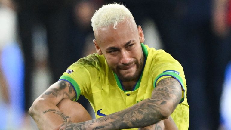 Neymar reacts after Brazil's World Cup exit at hands of Croatia