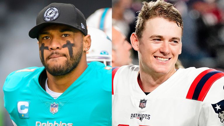 Tua Tagovailoa and Mac Jones meet as the Miami Dolphins visit the New England Patriots live on Sky Sports this Sunday