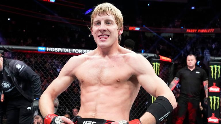 Paddy Pimblett of England reacts after defeating Jared Gordon in a lightweight fight during the UFC 282 event at T-Mobile Arena on December 10, 2022 in Las Vegas, Nevada. (Photo by Chris Unger/Zuffa LLC)
