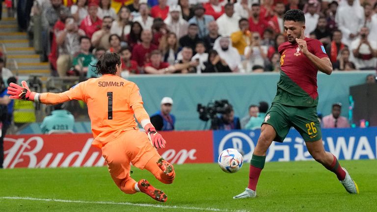 Goncalo Ramos completes his hat-trick against Switzerland