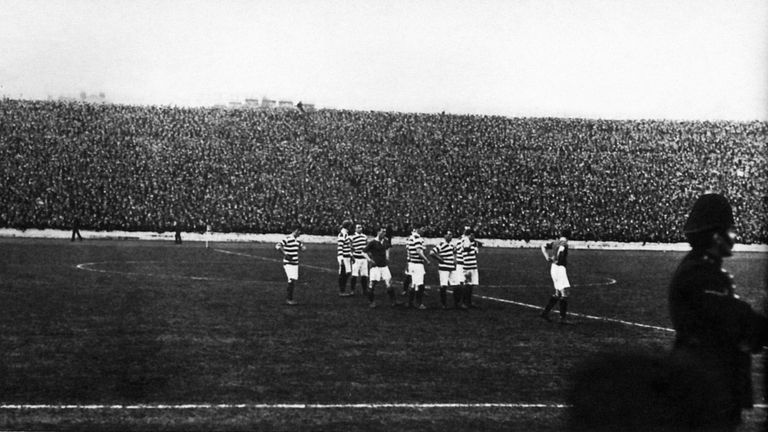 Here are Rangers and Celtic in the Scottish Cup final replay at Hampden Park. on July 3, 1909