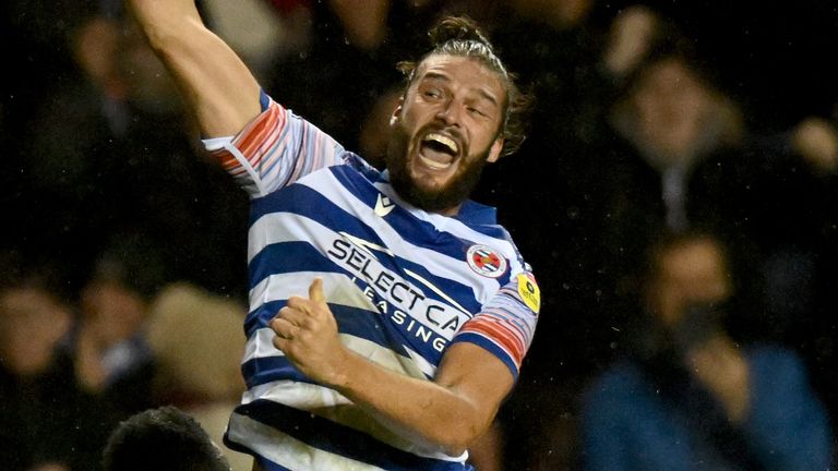 Andy Carroll celebrates after putting Reading in front against Swansea