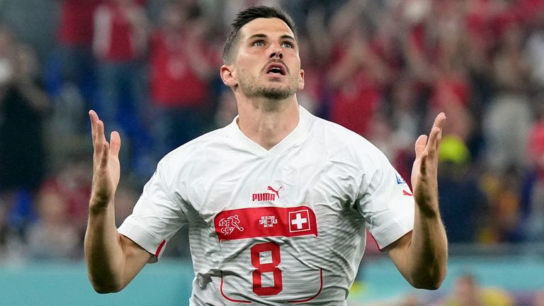 Remo Freuler celebrates after making it 3-2 to Switzerland