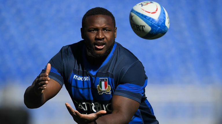 Cherif Traore' during the Italy Rugby Captain's Run at the Stadio Olimpico in Rome, Italy