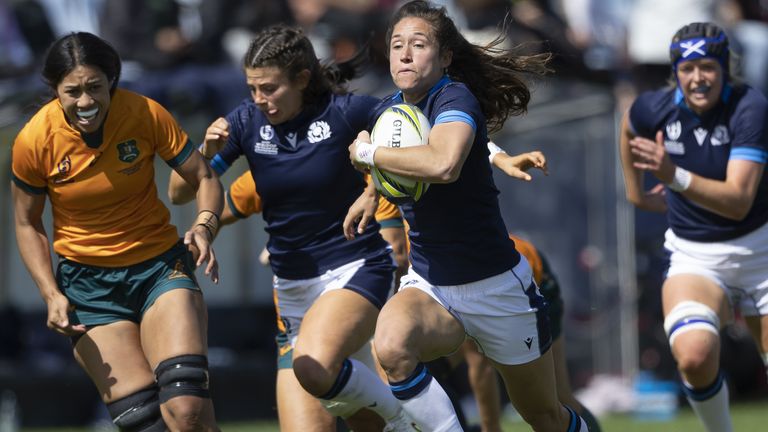 Scotland's Rhona Lloyd breaks during the Women's Rugby World Cup pool A match against Australia