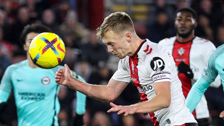 James Ward-Prowse heads in after seeing his penalty saved by Robert Sanchez