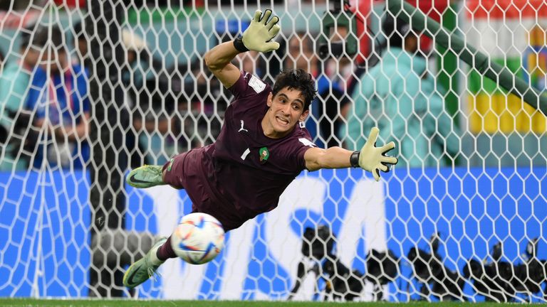 Morocco keeper Yassine Bounou saves Carlos Soler&#39;s penalty