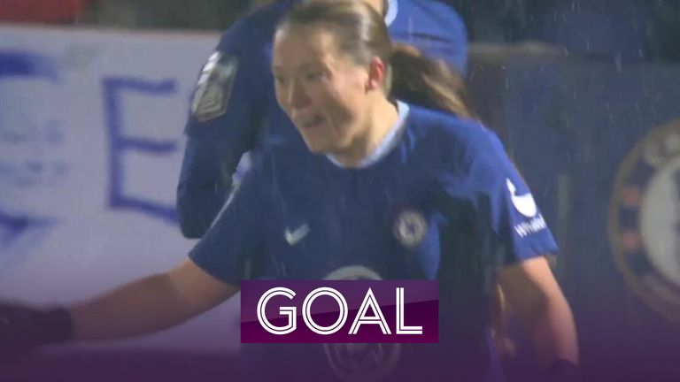 Fran Kirby opens the scoring for Chelsea after Jelena Cankovic take a very quick free-kick to slice open the Reading defence. 
