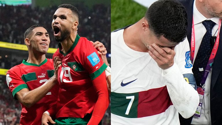 Youssef En-Nesyri scored the winning goal that saw Morocco progress with Cristiano Ronaldo leaving the pitch in tears