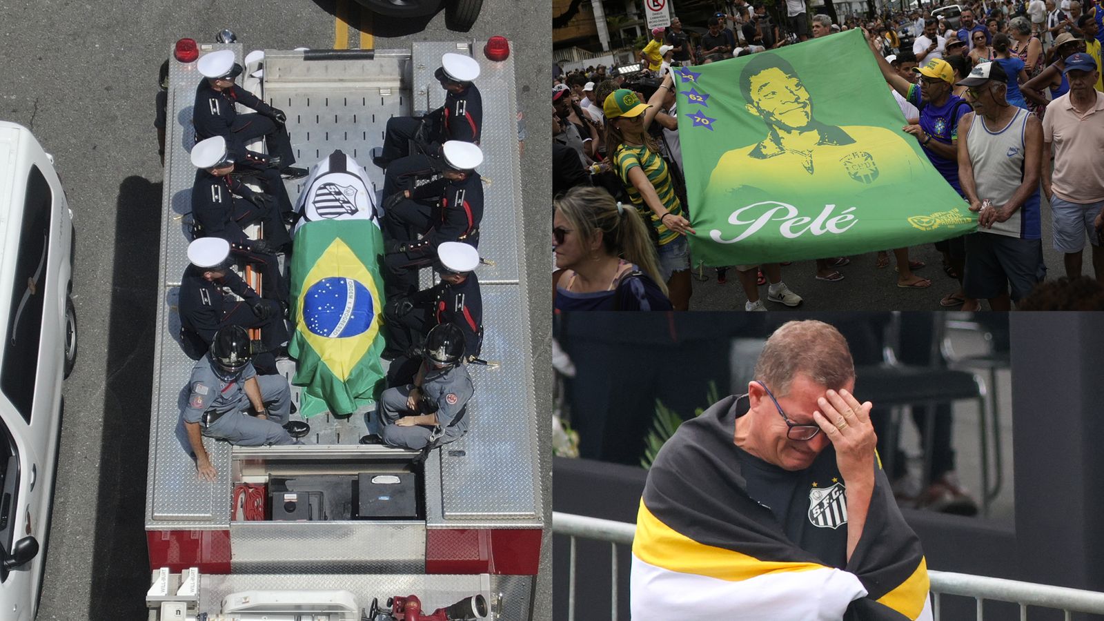 Pele's funeral: Thousands of fans bid farewell at Santos procession as Brazil le..