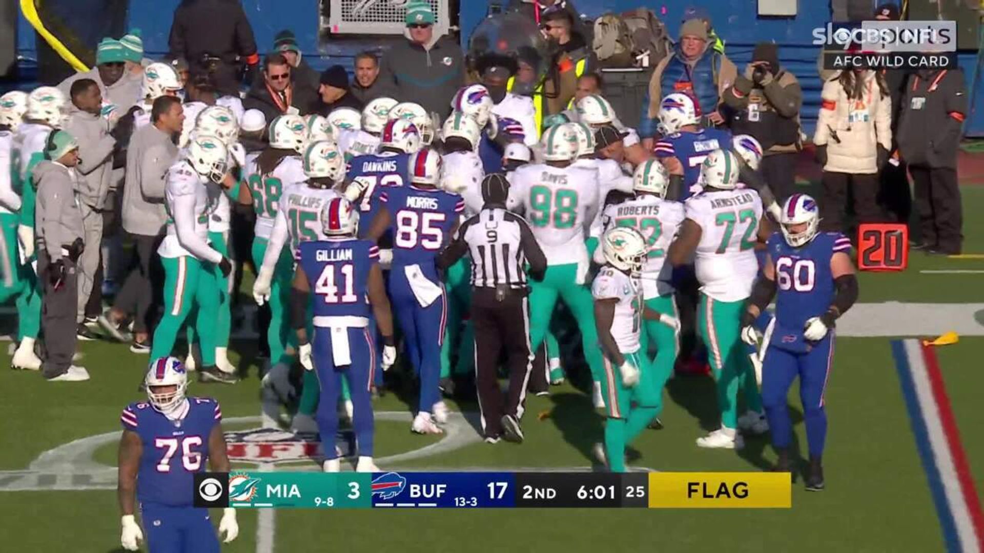Allen and Wilkins spark mass sideline scuffle in NFL playoffs