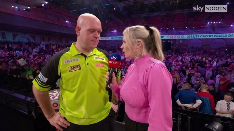 Van Gerwen says he's looking forward to the challenge of Dimitri Van den Bergh in the semi-finals