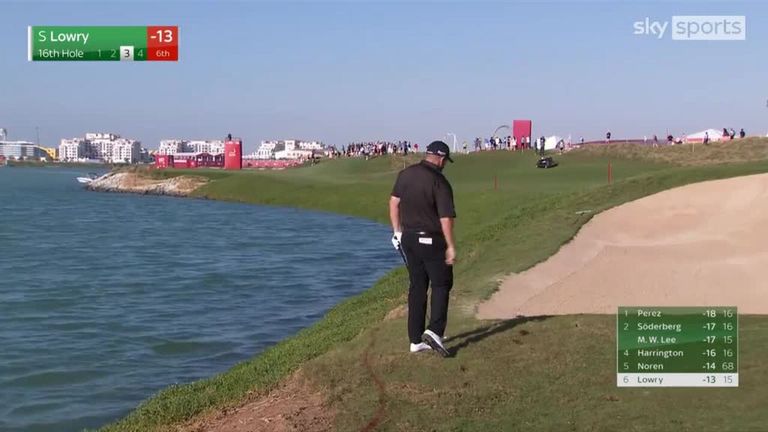 Shane Lowry found the water twice at the 16th hole on day four of the Abu Dhabi Championship.
