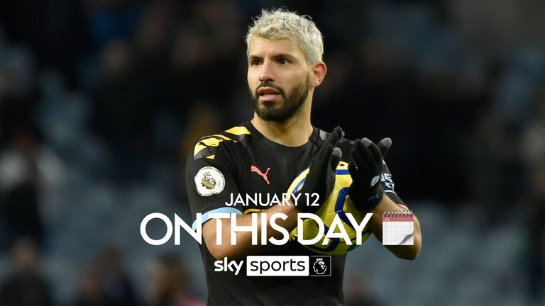 Manchester City's Sergio Aguero applauds to supporters at the end of the English Premier League soccer match between Aston Villa and Manchester City at Villa Park in Birmingham, England, Sunday, Jan. 12, 2020. Manchester City won the game 1-6. 