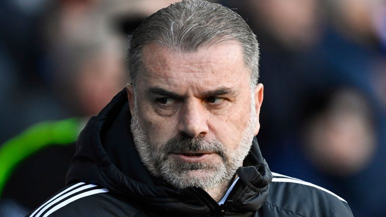 GLASGOW, SCOTLAND - JANUARY 02: Celtic manager Ange Postecoglou during a cinch Premiership match between Rangers and Celtic at Ibrox Stadium, on January 02, 2023, in Glasgow, Scotland.  (Photo by Rob Casey / SNS Group)