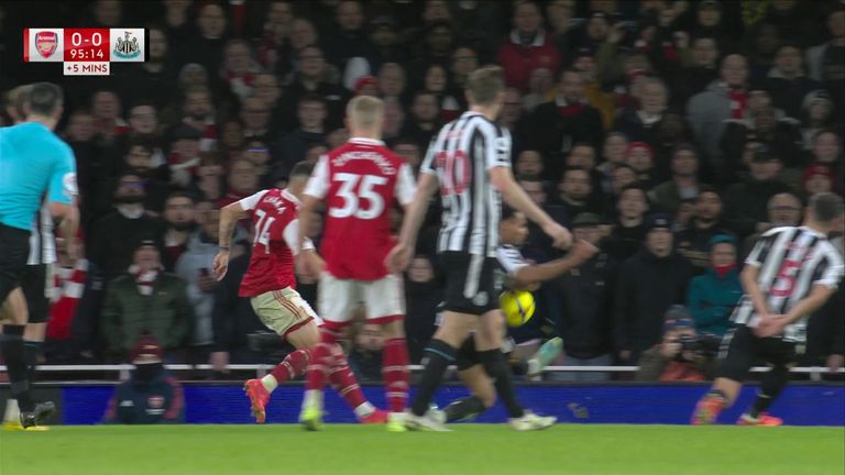 Arsenal were denied an injury-time penalty when Granit Xhaka&#39;s cross struck Jacob Murphy on the arm