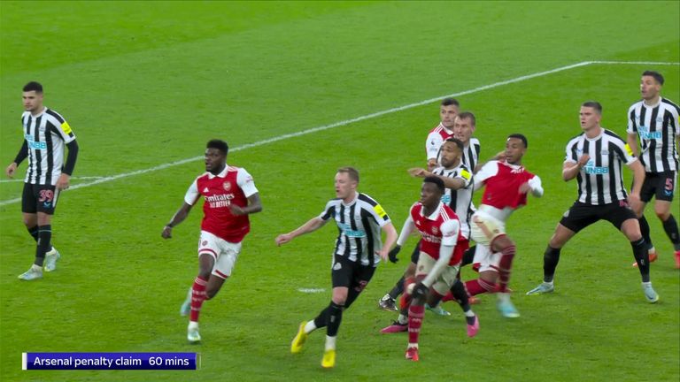 The pundits felt Gabriel had a stronger shout for a spot kick when he was dragged back by Dan Burn earlier in the game