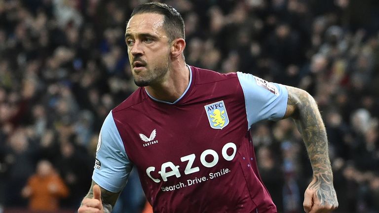 Danny Ings wheels away to celebrate after equalising for Aston Villa against Wolves