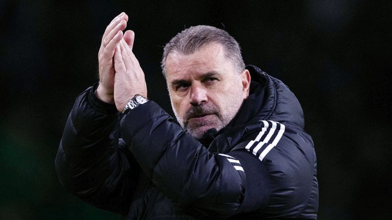 GLASGOW, SCOTLAND - JANUARY 07: Celtic Manager Ange Postecoglou during a cinch Premiership match between Celtic and Kilmarnock at Celtic Park, on January 07, 2023, in Glasgow, Scotland. (Photo by Craig Williamson / SNS Group)