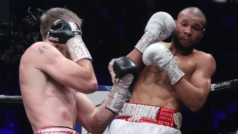 Liam Smith finishes Chris Eubank Jr in his own corner (Photo: Lawrence Lustig/BOXXER)