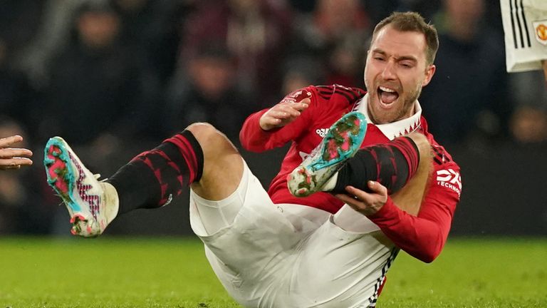 Man Utd's Christian Eriksen is set to miss three months with an ankle injury