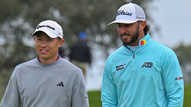 Collin Morikawa (izquierda) jugó junto a Max Homa durante la ronda final en California