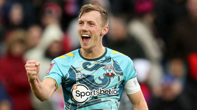 James Ward-Prowse celebrates after equalising for Southampton at Selhurst Park