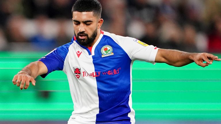 Dilan Markanday in action for Blackburn in their Carabao Cup win over West Ham at the London Stadium