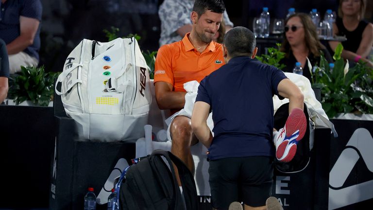 Novak Djokovic suffered an injury scare as he beat Daniil Medvedev in the men's semi-final