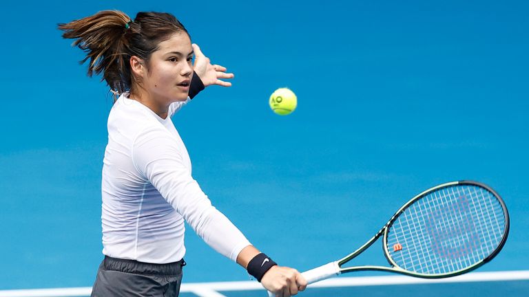Emma Raducanu in training ahead of the Australian Open in Melbourne (Getty Images)