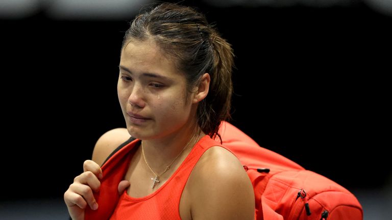 Emma Raducanu retired from her match in tears after rolling her left ankle