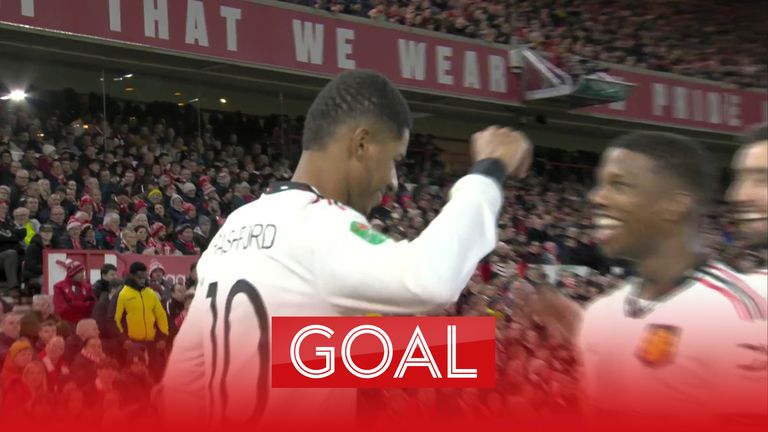Marcus Rashford puts Manchester United in front against Nottingham Forest after a brilliant solo run and finish at the near post. 